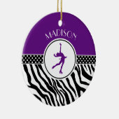 紫色あなたの一流のシマウマのプリントのフィギュアスケート セラミックオーナメント (右)