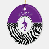 紫色あなたの一流のシマウマのプリントのフィギュアスケート セラミックオーナメント (左)