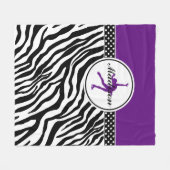 紫色あなたの一流のシマウマのプリントのフィギュアスケート フリースブランケット (正面(横))