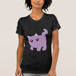 紫色およびかわいい子ネコ- Tシャツ