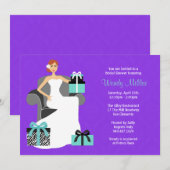 紫色およびターコイズのブライダルシャワーの招待状 招待状 (正面/裏面)