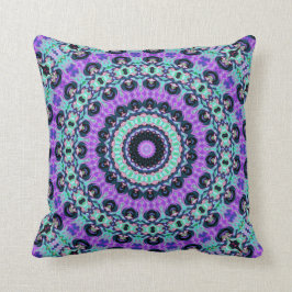 紫色およびターコイズの曼荼羅 クッション