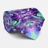 紫色およびターコイズの腰回りが大きなフラクタルパターン ネクタイ (ロール)