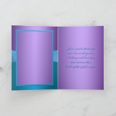 紫色およびターコイズの花柄のサンキューカード サンキューカード (内部)