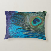 紫色およびティール(緑がかった色)の孔雀 アクセントクッション (裏面)