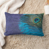 紫色およびティール（緑がかった色）の孔雀 ランバークッション (ブランケット)