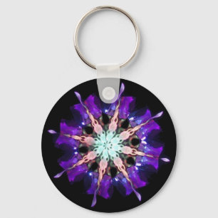 紫色およびピンクで破烈するネオンKaleidoねじれ キーホルダー