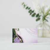 紫色およびピンクのビーズの花 名刺 (スタンド正面)