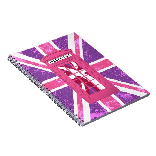 紫色およびピンクのヴィンテージの公衆電話ボックス ノートブック (右側)
