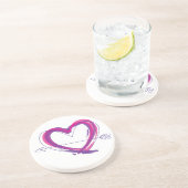 紫色およびピンクの抽象的なハート コースター (側面)