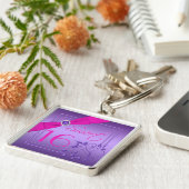 紫色およびピンクの花のSweet sixteen Keychain キーホルダー (側面)