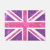 紫色およびピンクの英国国旗のロンドンの旗 ドアマット (正面)