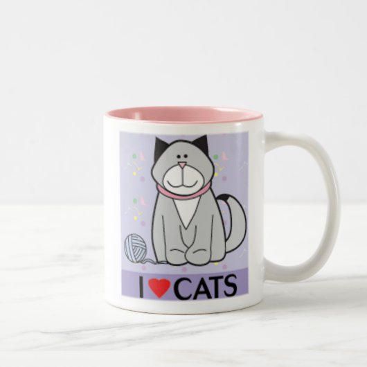 紫色およびピンクI愛猫 ツートーンマグカップ (右)