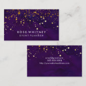 紫色およびフェイクな金ゴールドのグリッターの名刺 名刺 (正面/裏面)