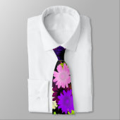 紫色およびライムの花柄 ネクタイ (タイ)
