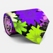 紫色およびライムの花柄 ネクタイ (ロール)