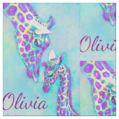 紫色および名前入りな水のキリン ファブリック (クローズアップ)