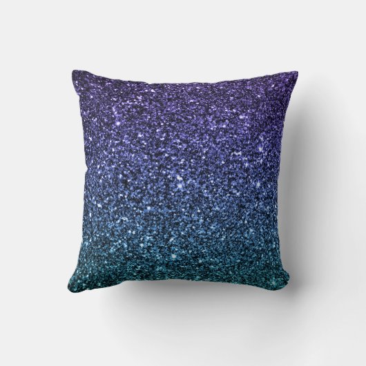 紫色および水のグラデーションでフェイクなグリッター クッション (裏面)