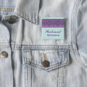 紫色および水のダマスク織の新婦付添人 缶バッジ (インサイチュ)