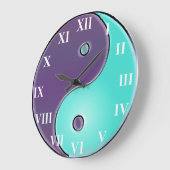 紫色および水の陰陽の時計 ラージ壁時計 (傾斜)