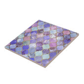 紫色および淡いブルーのモロッコのタイルパターン タイル (側面)