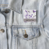 紫色および灰色の蝶 缶バッジ (インサイチュ)