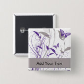 紫色および灰色の蝶 缶バッジ (正面&裏面)