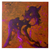 紫色および燃やされたオレンジの石灰岩の抽象芸術 タイル (正面)