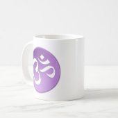 紫色および白いのOm、 コーヒーマグカップ (正面左)