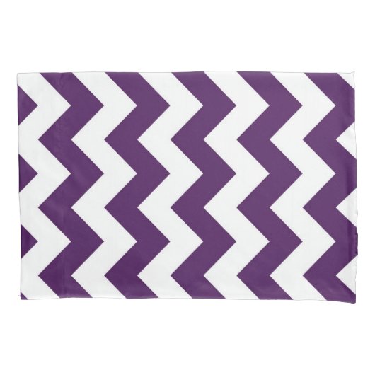 紫色および白いジグザグ形の幾何学的なパターン 枕カバー (正面)
