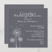 紫色および白いタンポポのカップルのウェディングシャワー 招待状 (正面/裏面)