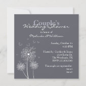 紫色および白いタンポポのカップルのウェディングシャワー 招待状 (正面)