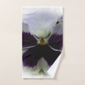 紫色および白いパンジー バスタオルセット (ハンドタオル)
