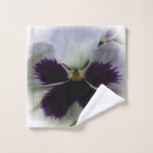 紫色および白いパンジー バスタオルセット (ウォッシュタオル)