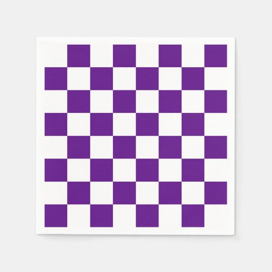 紫色および白いレジ係板パターン スタンダードカクテルナプキン (正面)