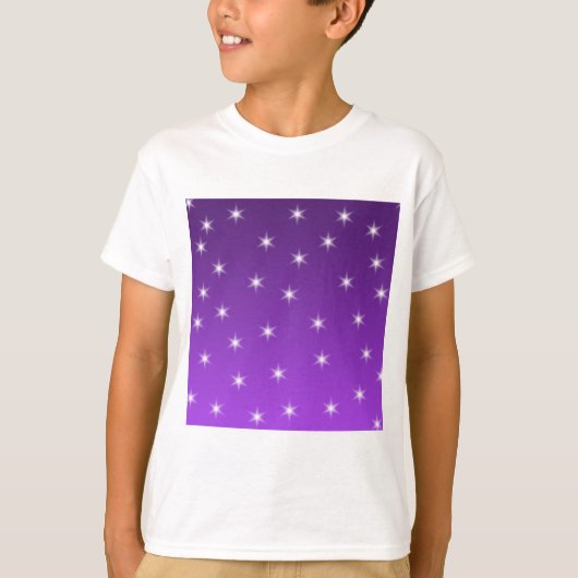 紫色および白い星、パターン Tシャツ (正面)