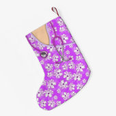 紫色および白い熱帯医学はごしごし洗います スモールクリスマスストッキング (裏面 (吊り時))