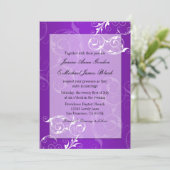紫色および白い結婚式招待状 招待状 (スタンド正面)