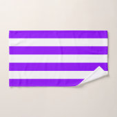 紫色および白い縦ストライプ バスタオルセット (ハンドタオル)