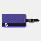紫色および白い花のストライプな荷物のラベル ラゲッジタグ (正面横)