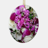 紫色および白い花の整理の写真 セラミックオーナメント (右)