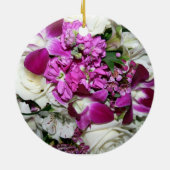 紫色および白い花の整理の写真 セラミックオーナメント (裏面)