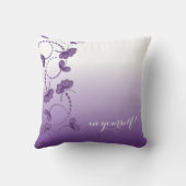 紫色および白い花柄はあなた自身で信じます クッション (裏面)