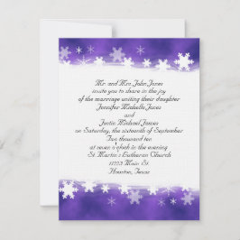 紫色および白い雪片の結婚式招待状 招待状