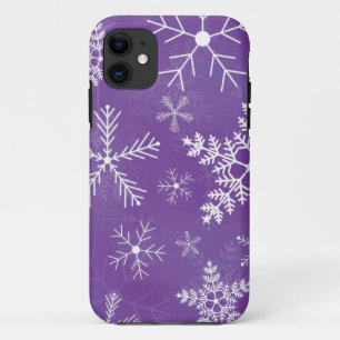 紫色および白い雪片パターン iPhone 11 ケース