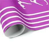 紫色および白くストライプのな体操のクリスマス ラッピングペーパー (ロールコーナー)