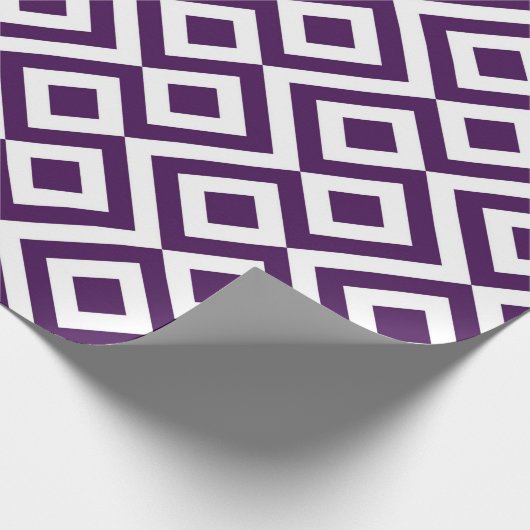 紫色および白の雷文のギフト用包装紙 ラッピングペーパー (角)