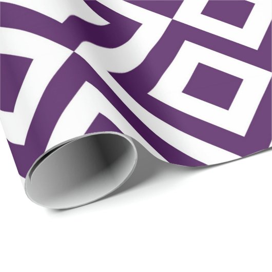 紫色および白の雷文のギフト用包装紙 ラッピングペーパー (ロールコーナー)