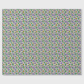 紫色および緑のシャクヤクの花柄のイラストレーション ラッピングペーパー (フラット)