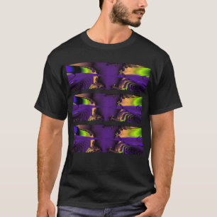 紫色および緑のファンキーなフラクタルArt. Tシャツ